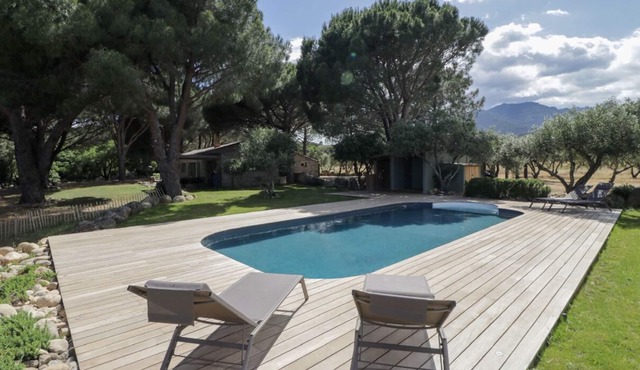 Air-conditioned stone villa with heated pool + town center parking space