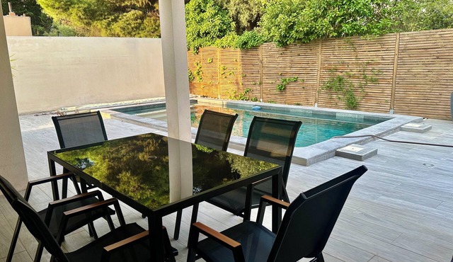 🌴 Air-conditioned villa - private pool - 6 people - Portiragnes Beach by bike