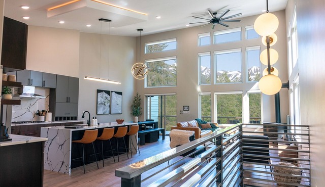 Alaskan airplane hanger inspired home with mountain views, WiFi, & deck