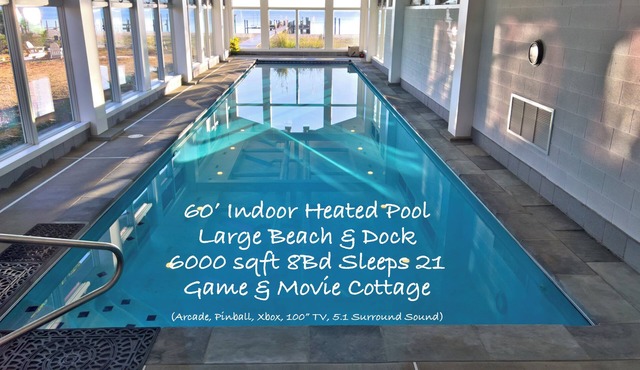 All Year Retreat - Indoor Heated Pool, Beach, Game & Movie Cottage, Sleeps 21