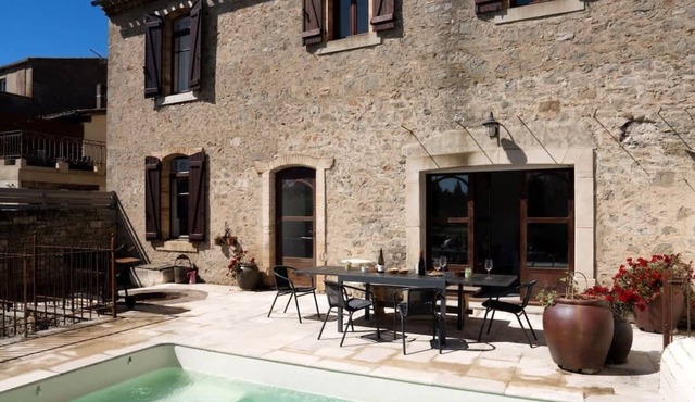 Along the water, village house with swimming pool