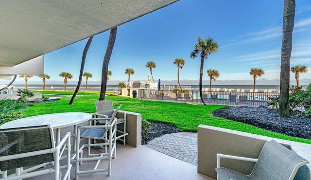 Amazing 2-bedroom beachfront condo on Ormond Beach steps from pool and beach.