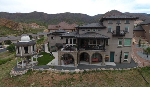 Amazing City and Mountain Views from Lower Level of Tuscan Home with Observatory