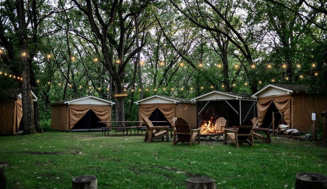 Amazing Group Glamping in Restored Vintage Girl-Scout Tents for a Unique Outdoor Adventure in Troy, Wisconsin
