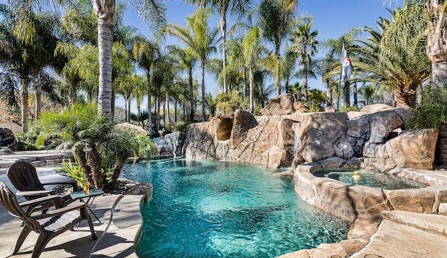 Amazing Pool Oasis Getaway with waterfall & slide! Instagram- resortliving4you