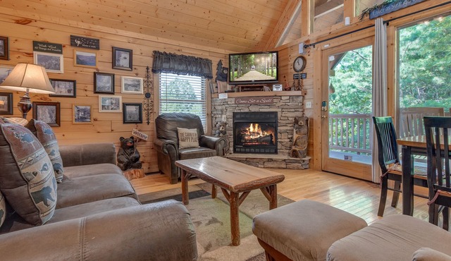 Americana | Wooded Views + Pool Access & Private Hot Tub