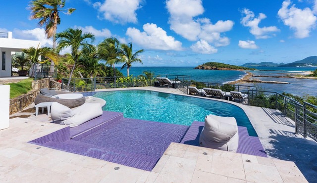 Amethyst (5 bedrooms) - Cliffside villa with pool and ocean view, Terres Basses, St. Martin