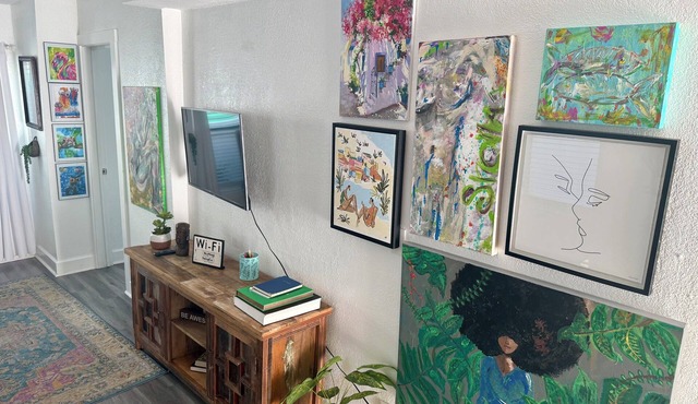 An Art-Filled Garden Apartment Near Parks and Downtown