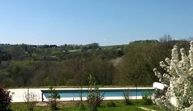 An ecological limousine in the countryside with swimming pool