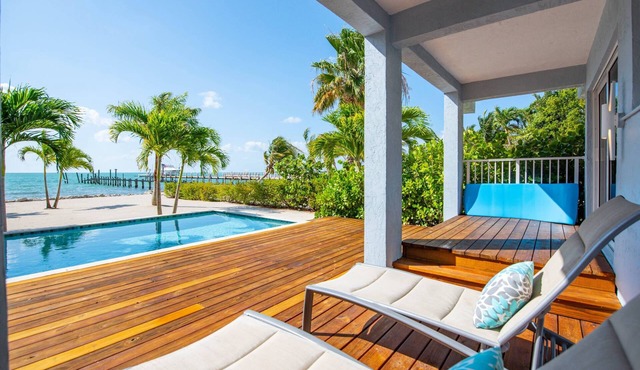 Anchors Aweigh: Stunning Oceanfront Views, Dockage, Private Pool, Tiki Hut, Spacious & Dog-Friendly!