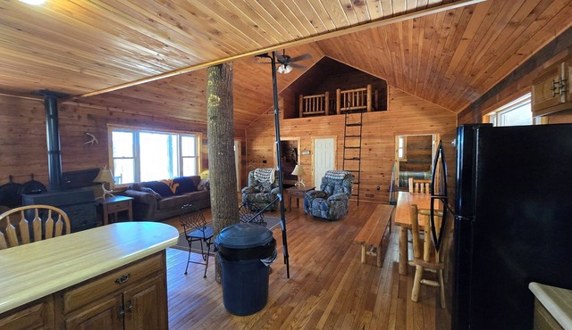 Anglers Ridge 2-Bed Log Cabin on 140 Acres: River Frontage & Valley Overlook