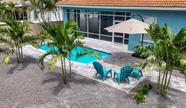 Anna Maria Island-Blue Manatee. Home with pool, hot tub and firepit. Sleeps 8.