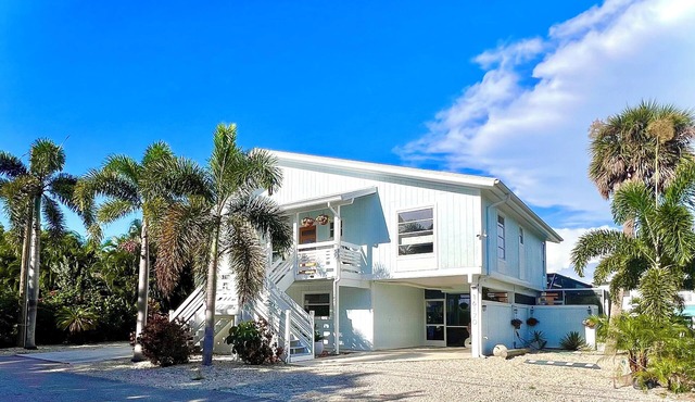 Antigua Cay Retreat is a stylish home with pool on deep water canal in Bokeelia