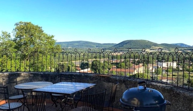 Apartment in a 13th-Century Château — Private Terrace, Pool & Panoramic Views