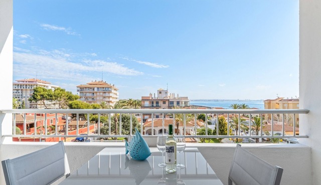 Apartment 'Beach Front Sea View Punta Prima' with Sea View, Wi-Fi and Air Conditioning
