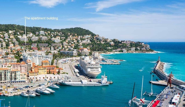 Apartment with a swimming pool and a beautiful view of the sea, city & mountain.