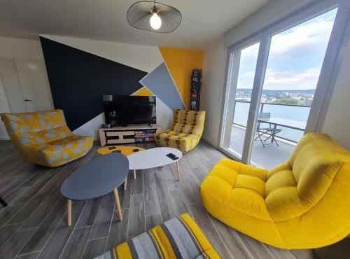 Appartement contemporain 3 chambres avec vue sur canal, parking et internet à Nancy - FR-1-584-343