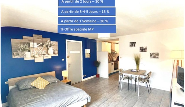 Appartement entier - Moissac centre - 30 m2 - Calme - Cour intérieure Sécurisé vélos - 50m du marché de Moissac