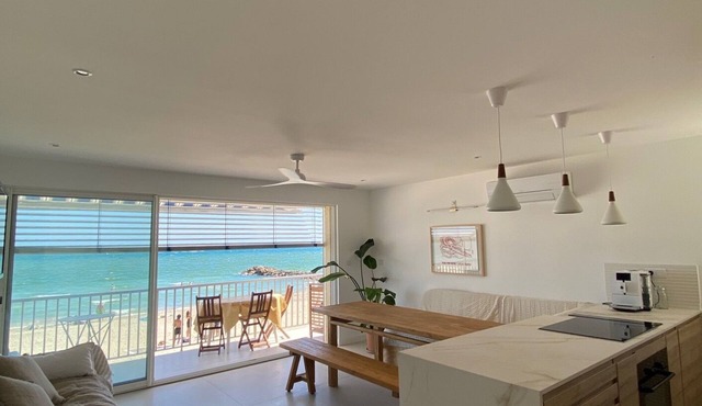 Appartement Luxe, 1ère Ligne sur la Plage, T3, Climatisé, Terrasse,plancha,wifi