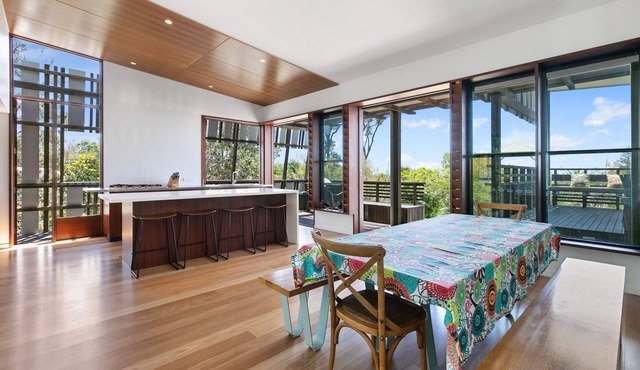 Architect designed luxury with views and walking distance to beach.