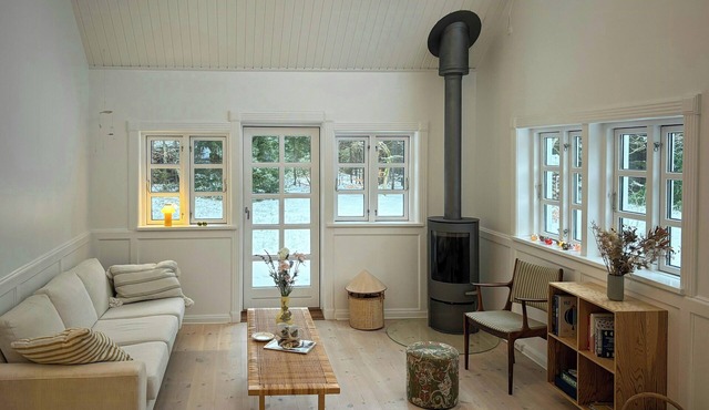 Architect's timber house in woods by Tisvilde