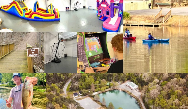 Armadillo Cabin with arcade, inflatables and more!