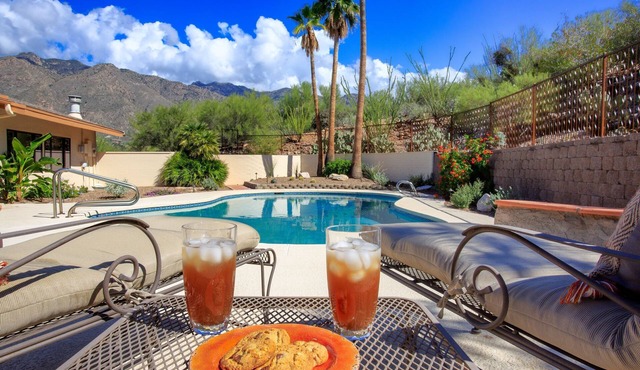 Art-Filled Catalina Foothills Retreat: Private Acre, HEATED Pool, Pet-Friendly