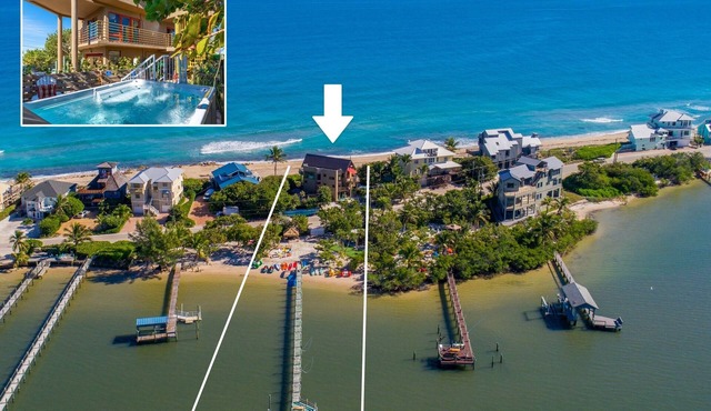 Art on the Beach: Ocean-to-river house, ON beach. Pool, Hot Tub, Elevator, Dock