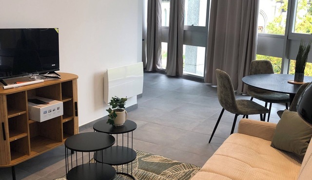 Attractive T1 apartment renovated to a very high standard, close to the town center and Geneva.