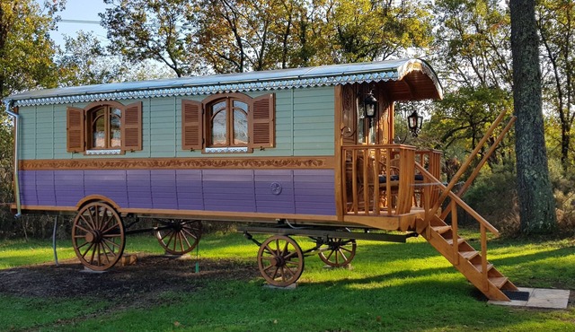 "AU BOIS CHERI" La Roulotte Gîte, Pool/Whirlpool