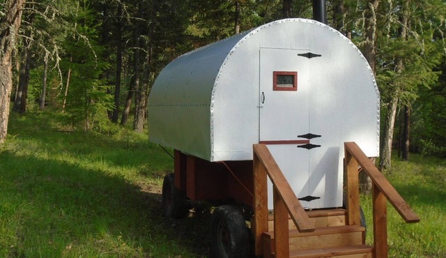 authentic sheepherder wagon camping near wilderness areas in Kootenai NFS