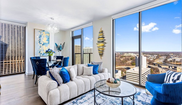 Azure Heights: 21st Floor Designer Condo | Walk to FIFA, Skyline Views