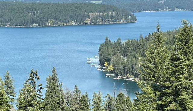 B&B with fireplace, 4 TV's, deck, billiards, firepit & great view of Hayden Lake