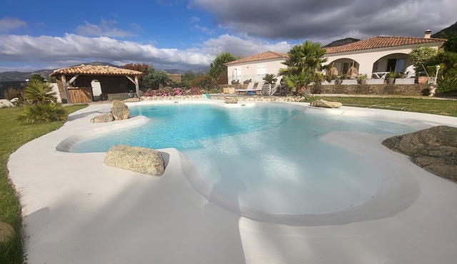 Balagne luxury villa with private lagoon pool, sea and mountain views