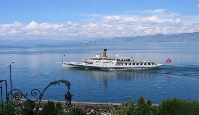 Balcony above Lake Geneva near Evian-les-Bains-le lac and Thollon-le ski