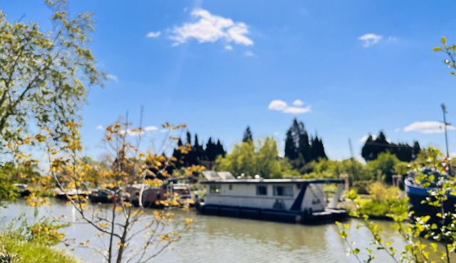 Barge docked on the Canal du Midi
