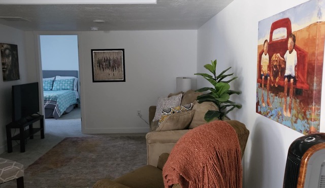 Basement in Salt Lake City dining and living room accommodation for 3 people