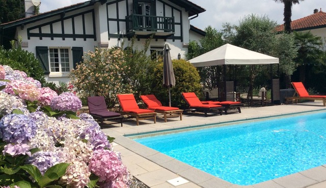 Basque Country, typical house between ocean and mountains