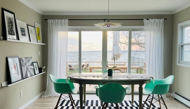 Bay Designer Waterfront Retreat | Fire Pit, Deck Dining & Golden Sunset Views