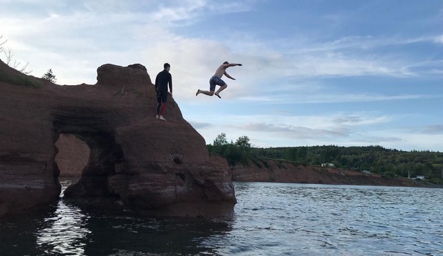 Bay of Fundy ,Cobequid Bay, Steps to the beach in the Cliffs of Fundy Geopark