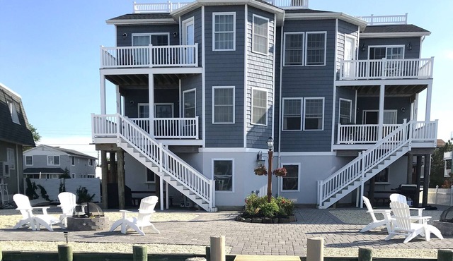 Bayfront with dock and fire pit, @ Harris Harbor, Beach Haven Park, LBI