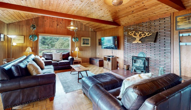 Beach cottage with beach views, beach access, electric fireplace, deck - Dogs OK