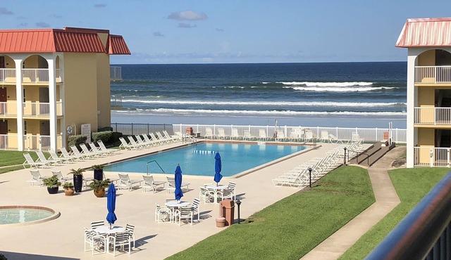 Beach front condo with ocean views and community pool. 2/2 on non drive beach.