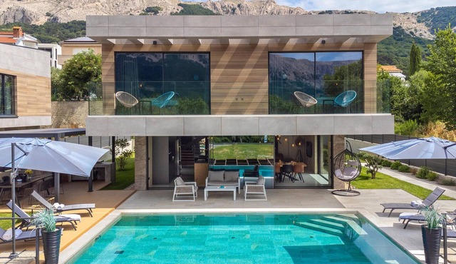 Beach front home in Baska with sauna