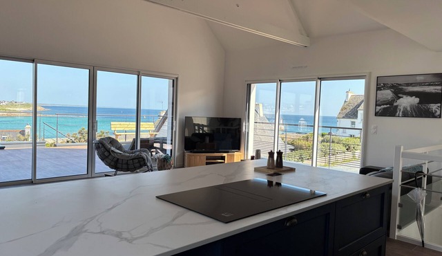 Beach house, new house with sea view