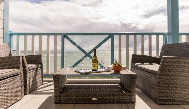 Beachfront Apartment with Stunning Sea Views, Wi-Fi, and BBQ Area