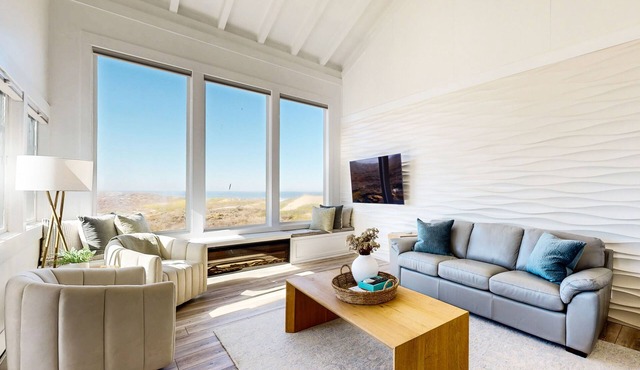 Beachfront home with heated pool, hot tub, sports courts, amazing views, & WFH