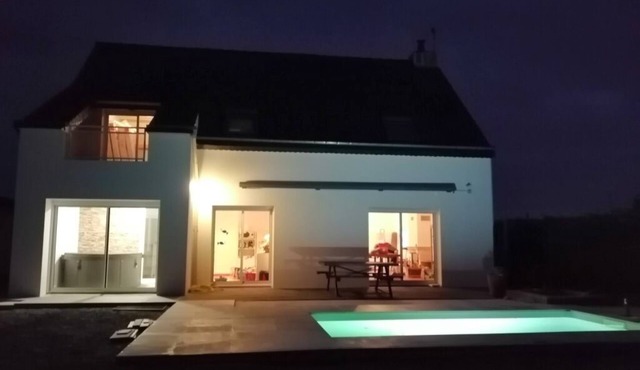 Beachfront villa with heated indoor pool, Jacuzzi and games room.