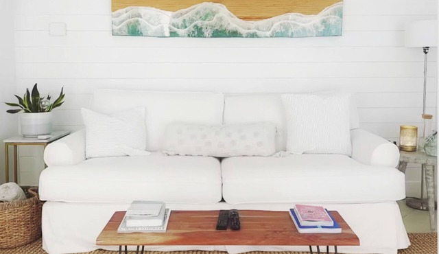 Beachside Modern Wellness Villa with Spacious Patio, Walk to the Beach