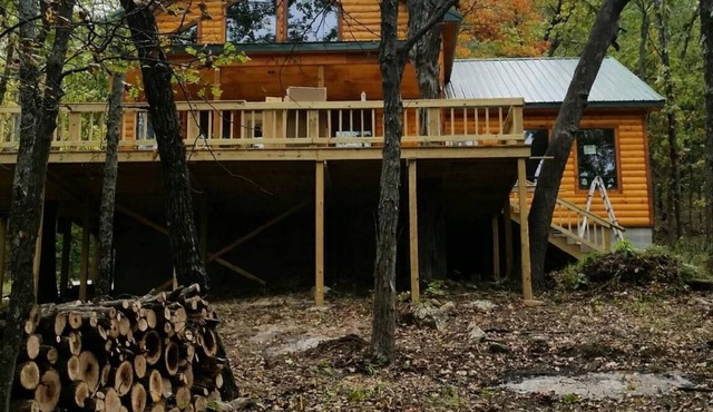 beautiful cabin in the woods with view of lake Tenkiller
